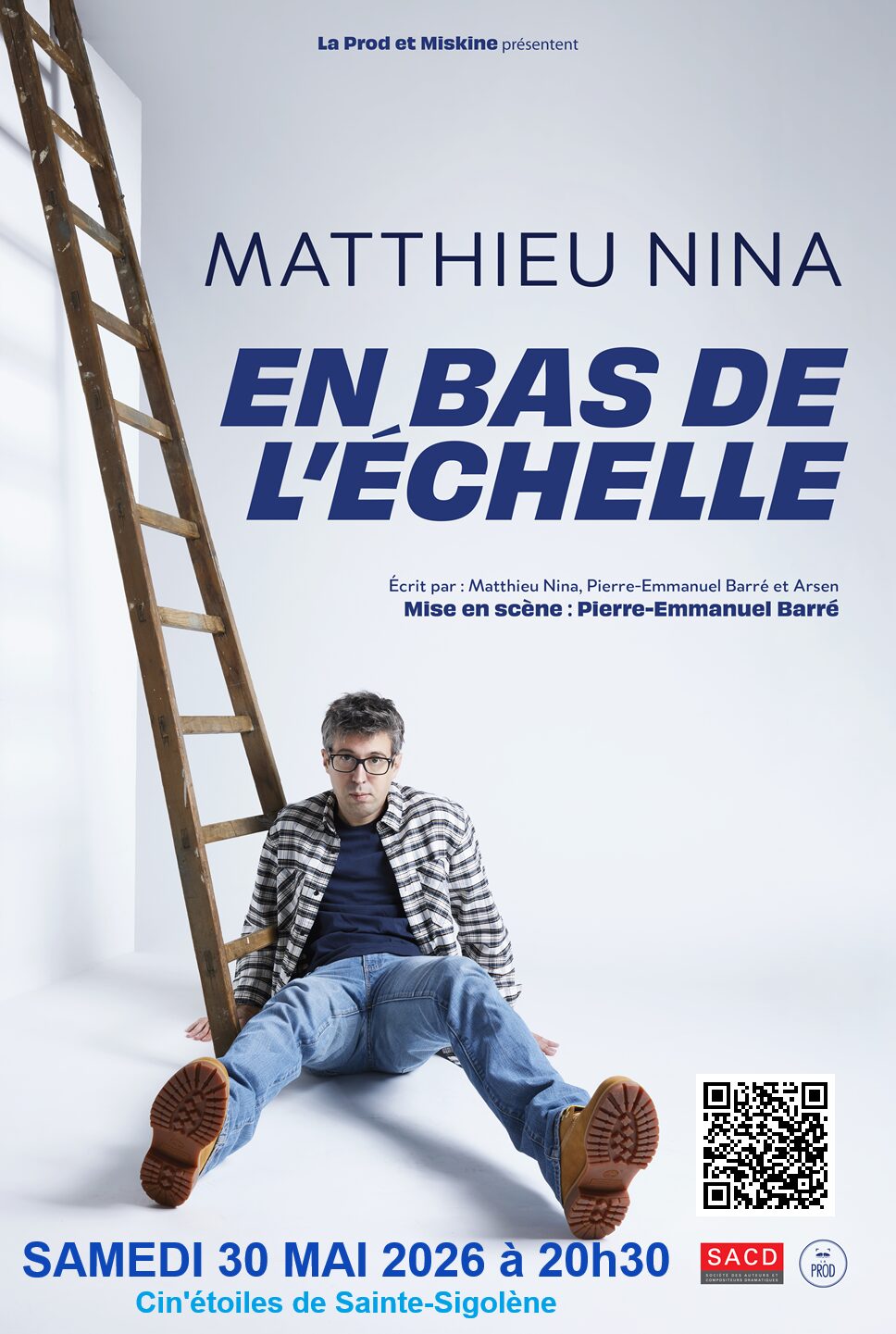 Affiche du spectacle "en bas de l'échelle" de Matthieu Nina