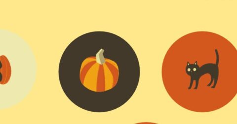logo citrouille et chat, ambiance halloween